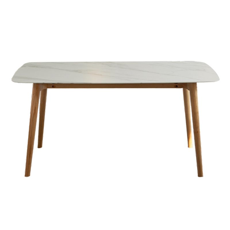 Contemporary Rectangle Dining Table White Sintered Stone Dining Table with 4 Legs