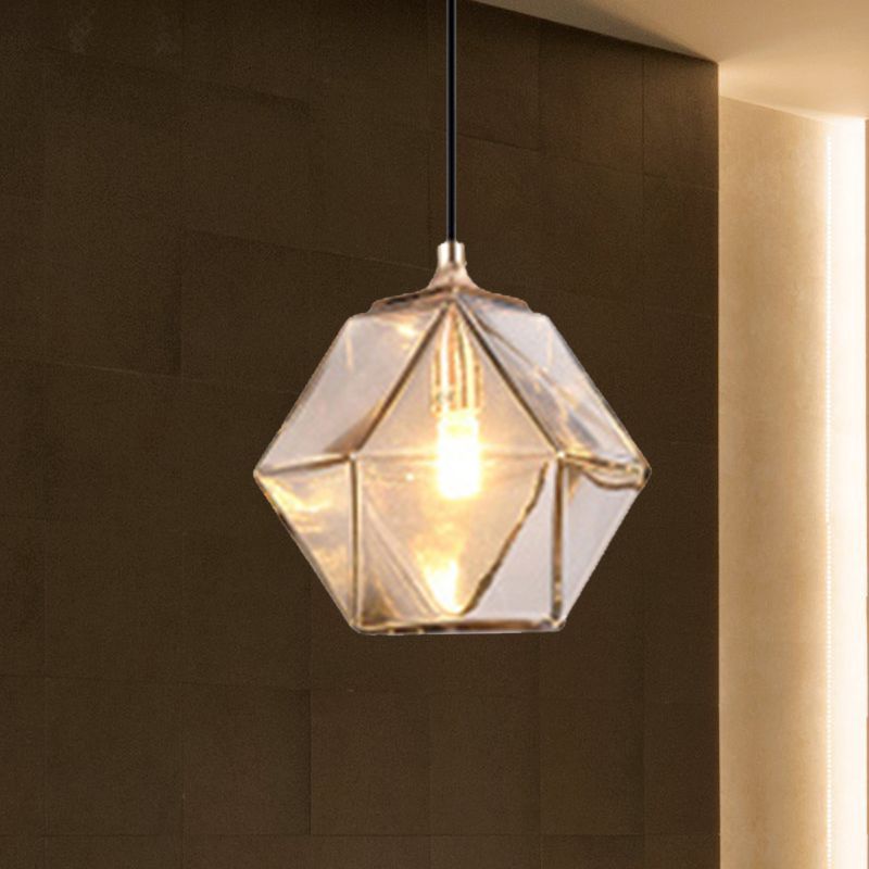 Geometric Pendant Lighting Modern Glass 1 Light Grey/Amber Hanging Pendant Light