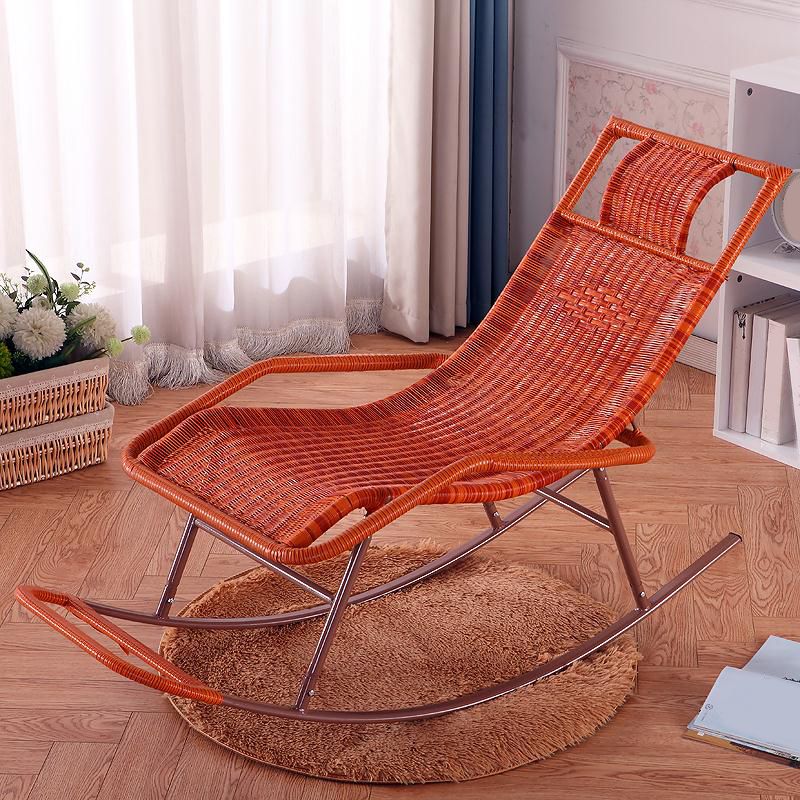 Modern Wicker Rocking Chair Reclining Woven Rattan for Home Decor