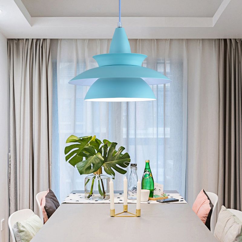 Luminaire pendant multicouche macaron aluminium 1 lampe à chute