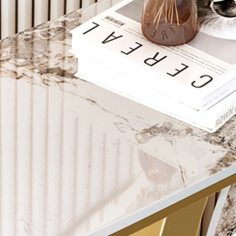 Glam Stone Accent Table Half Moon Console Sofa Table for Hall