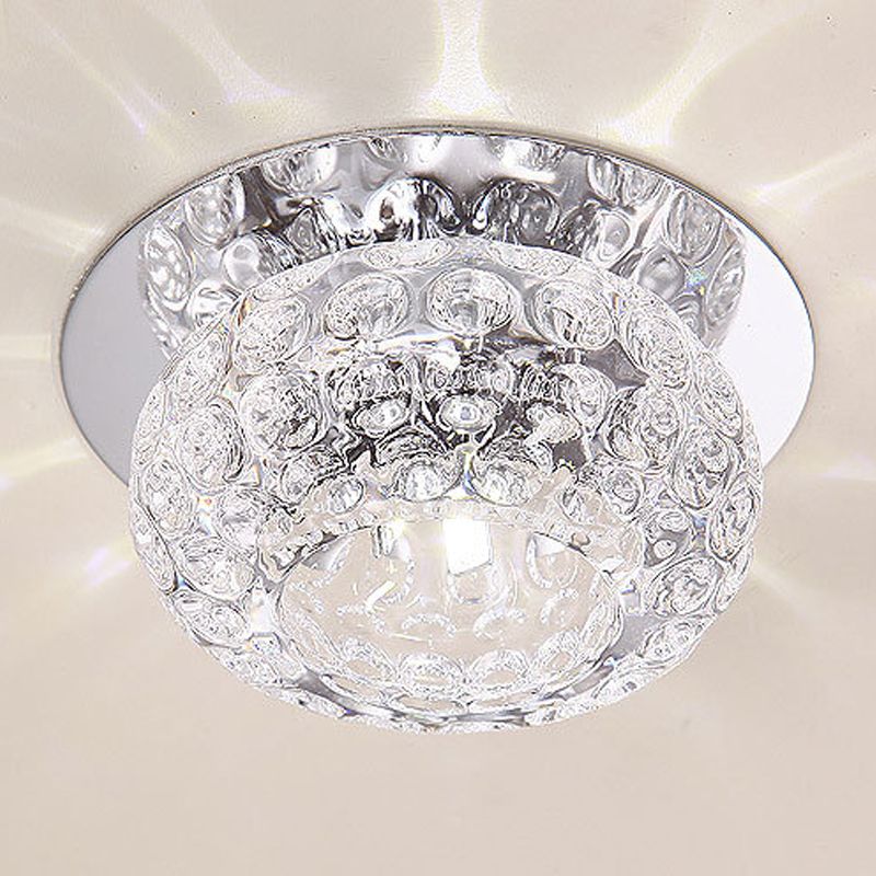 Doughnut Corridor LED Flush Mount Lighting Clear K9 Crystal Simplicity Flush Mount Ceiling Light