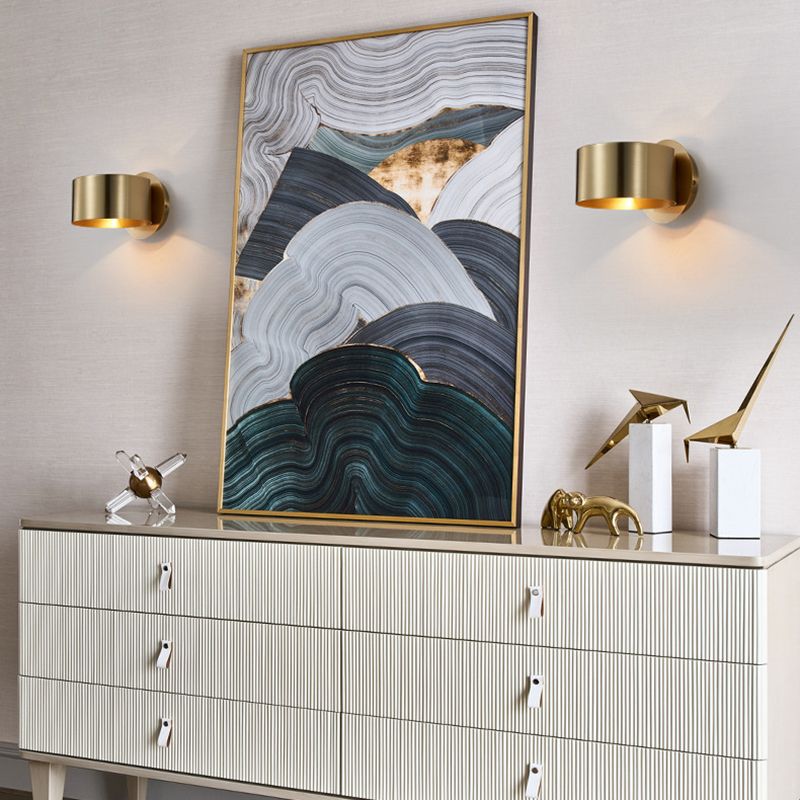 Modern Wall Sconce Drum Copper Sconce Light Fixture for Bedroom