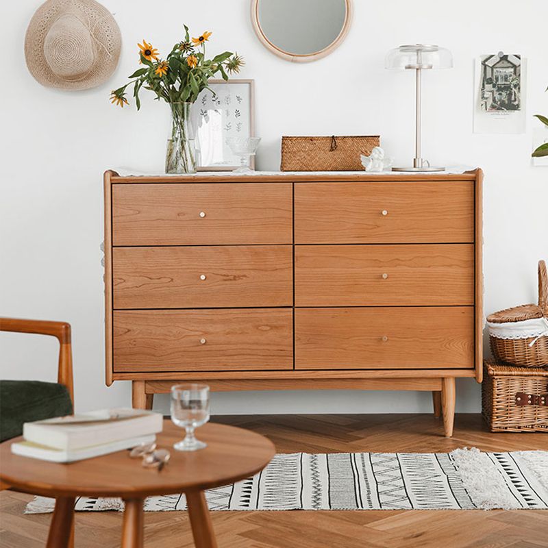 Minimalistic Water Resistant Storage Cabinet Solid Wood Accent Chests with 6 Drawers