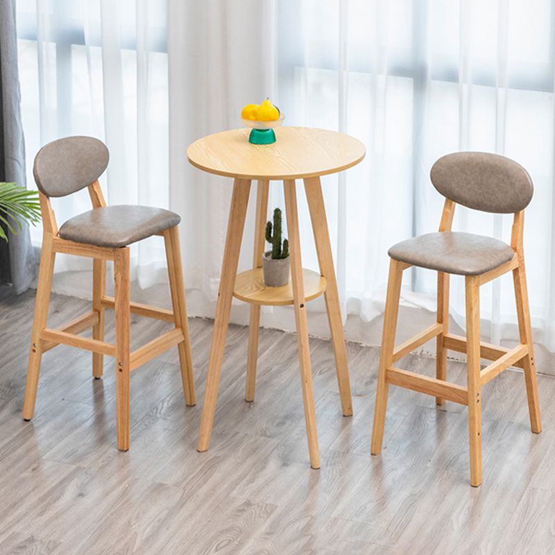 Modern Armless Backrest Counter Stool Wood Living Room Bar Stool with Cushion