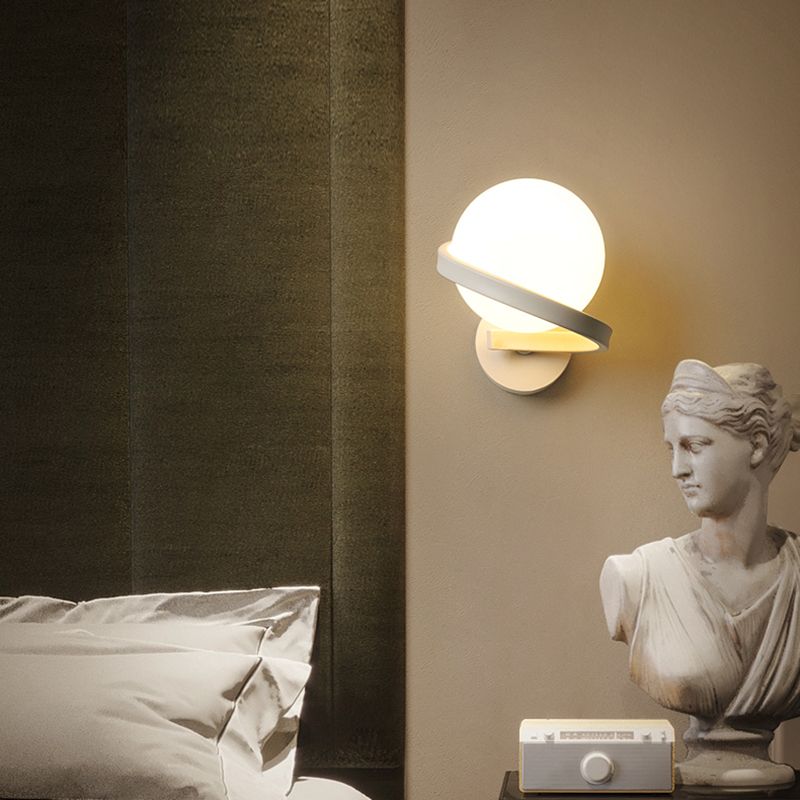 Modern Style Sphere Wall Mounted Lamps Glass 1 Light Wall Sconces