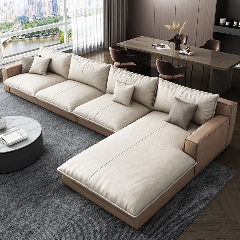 Scandinavian Pillow Back Sectional with Square Arm for Living Room