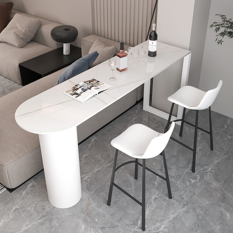 Modern 1/3 Pieces Bar Table Set Stone Counter Table with High Stools for Dining Room
