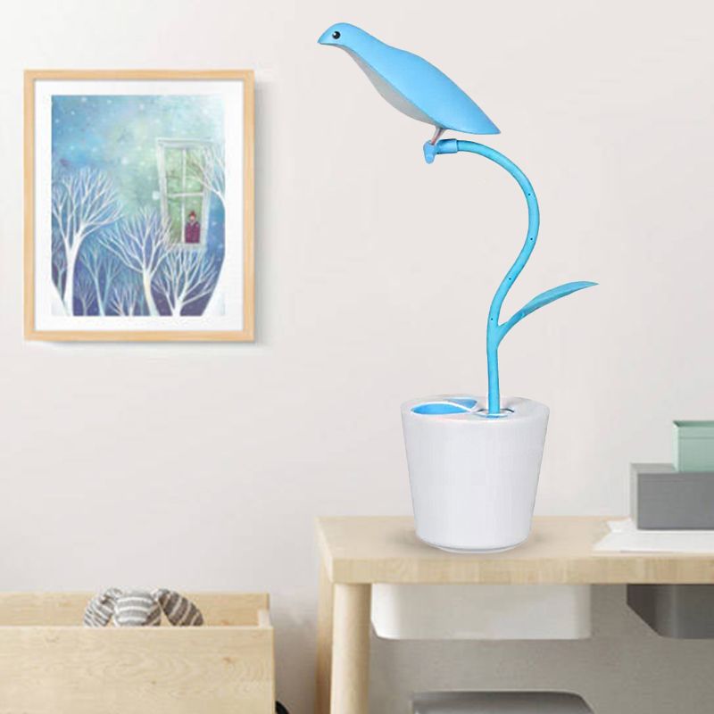 Eye-Caring Bird Shaped Desk Light 1 Head Macaron Loft Reading Light for Kid Bedroom