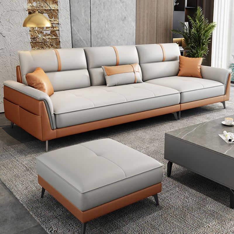 35.43" Wide Contemporary Sofa Faux Leather with Pillow Top Arm Cushions Sofa