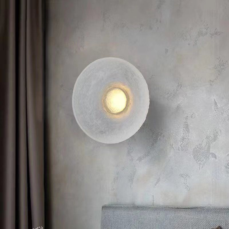 Single White Wall Mounted Sconce LED Shaded Wall Light for Living Room