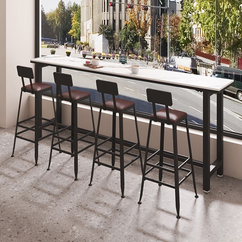 Modern 1/5 Pieces Bar Table Set Rectangle Stone Counter Table with Stools for Cafe