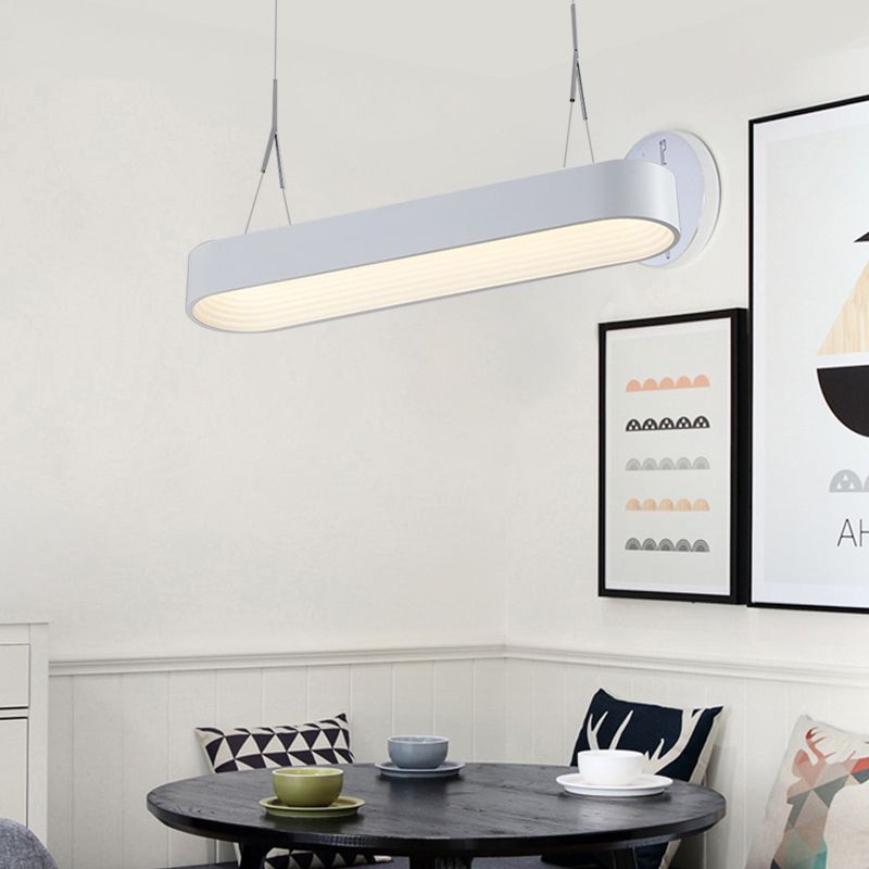 LEDIA DE CANDELIER DE METAL RECTANGO LED modernista 33.5 "/47" Kit de lámpara colgante blanca/gris de ancho con difusor empotrado en tercera marcha