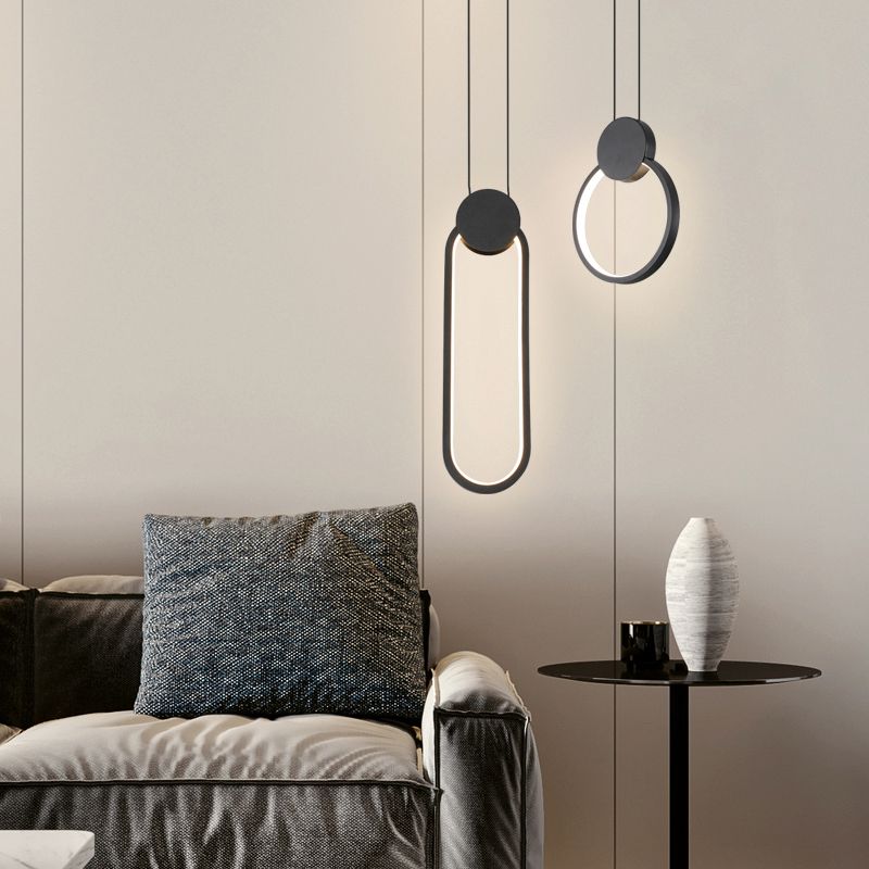 Lampada a sospensione circolare nera Nordic Metallic LED Sospensione Lampada per camera da letto
