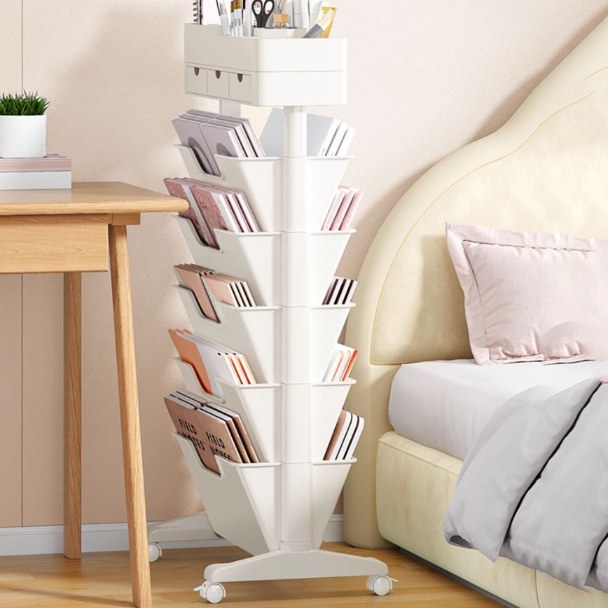 7.87"W Bookcase Contemporary Style Closed Back White Bookshelf for Home Office