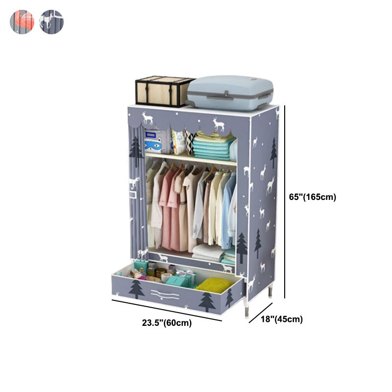 Modern Style Wardrobe Armoire Steel Frame Home Wardrobe with Drawers