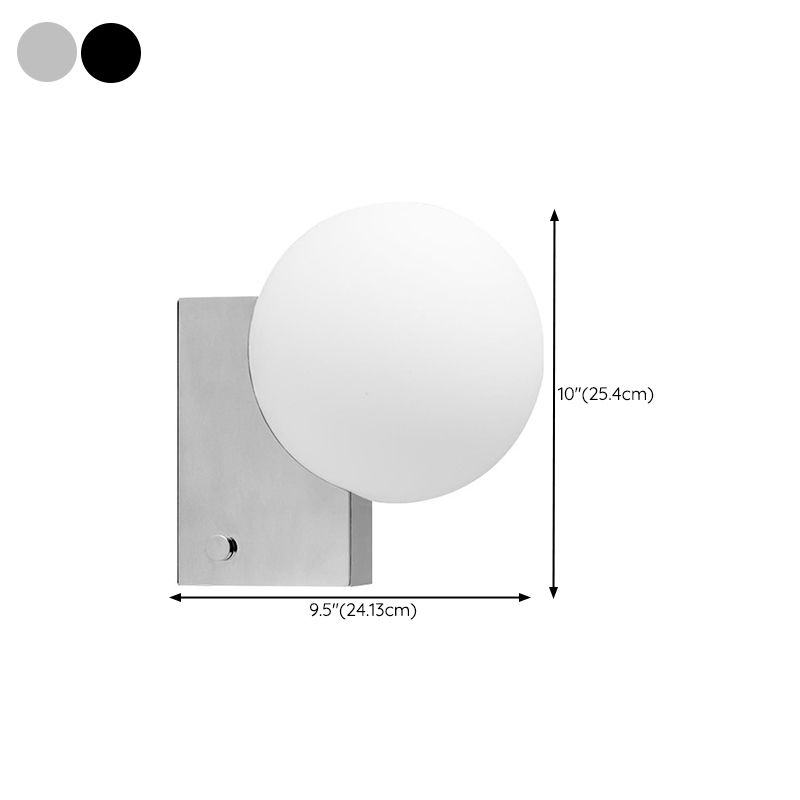 Contemporary Vanity Light White Glass Shade Wall Light Sconce for Washroom