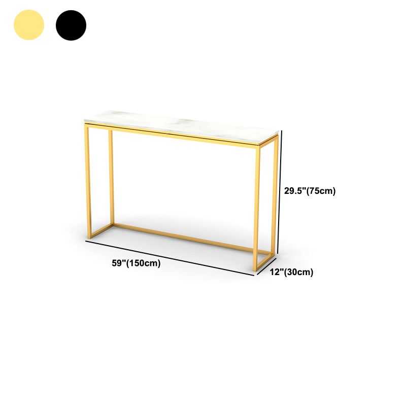 Glam Rectangle Console Table with White Marble Sofa Table,30"