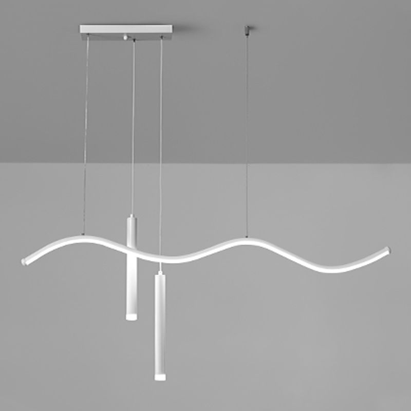 3-Light Linear Island Lighting Contemporary Metal Island Lights