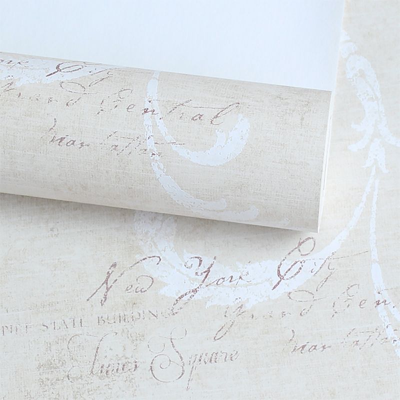 Feather and Script Print Wallpaper Minimalist Moisture Resistant Living Room Wall Covering, 57.1-sq ft