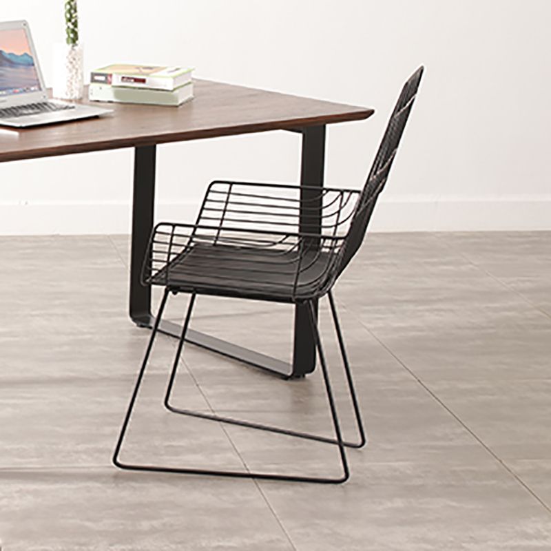 Industrial Black Armed Chairs Metal Outdoor Chair Upholstered Armchair