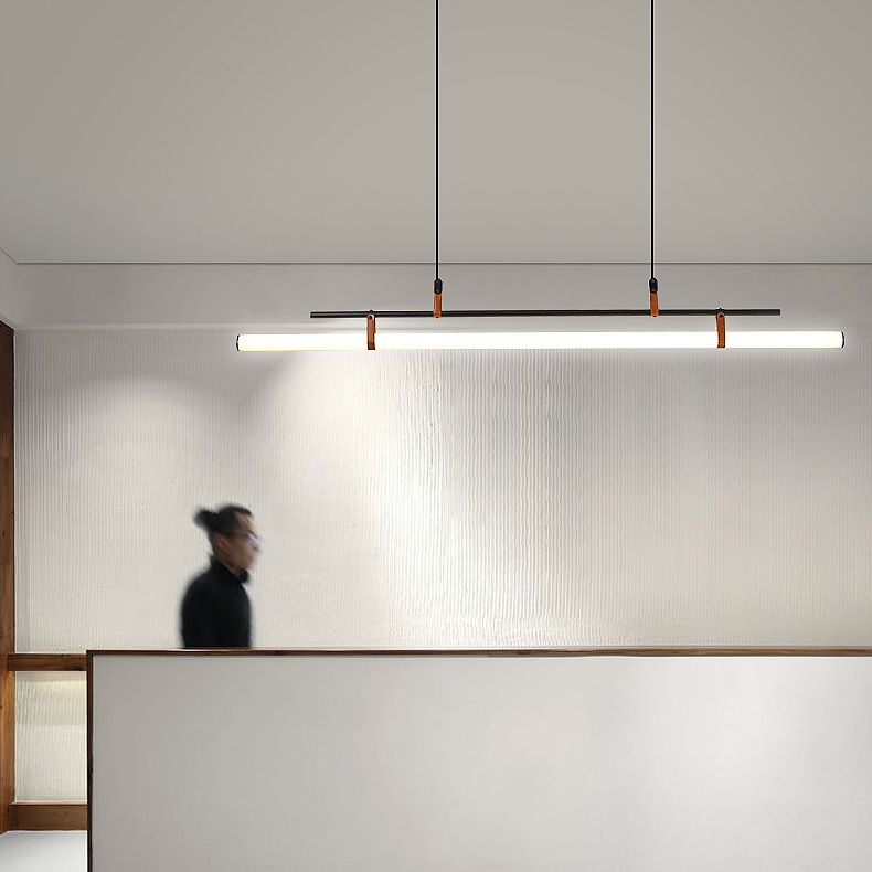 Lampada di isola in metallo lineare Luce a sospensione moderna per sala da pranzo