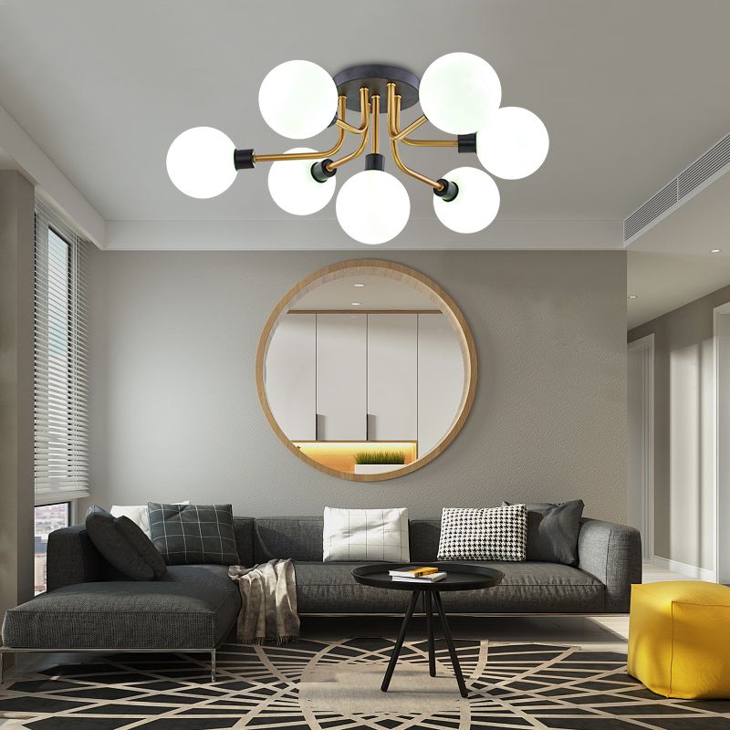 Plafonnier rond en verre semi-affleurant, luminaire de style simple, lustre semi-encastré