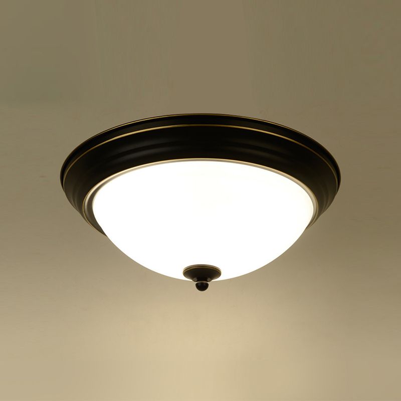 Glass Flush Mount Ceiling Fixture Bowl Shape Traditional Flush Mount Ceiling Lamp