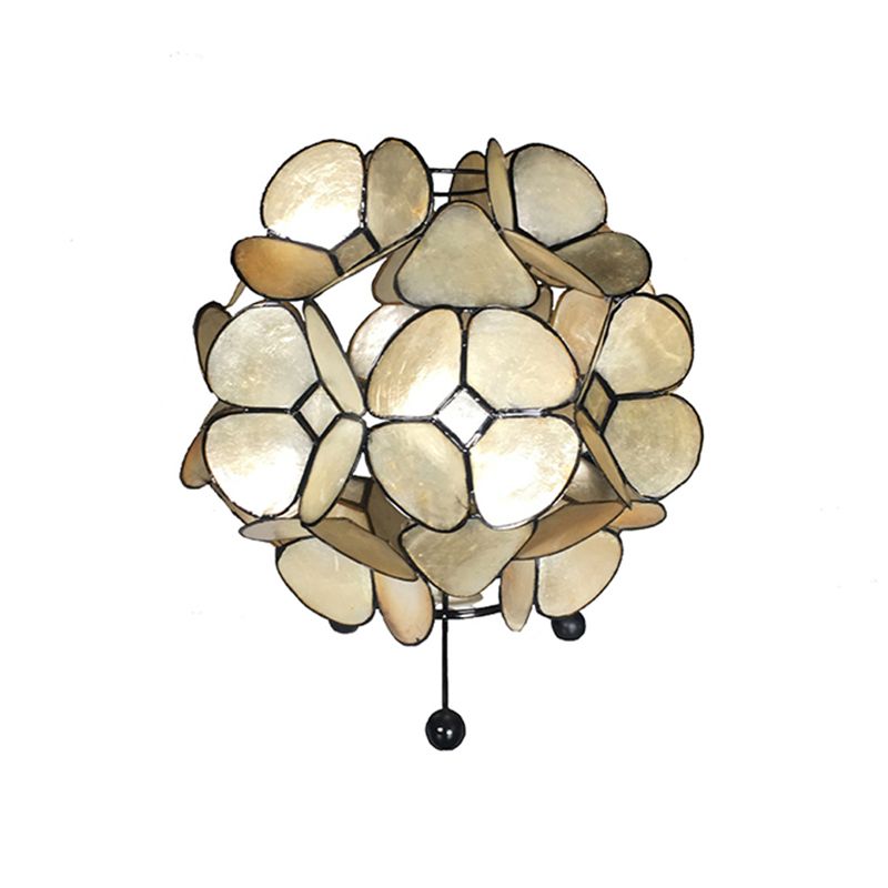 1 Light Bedroom Reading Book Light with Globe Natural Shell Shade Gold Task Lighting