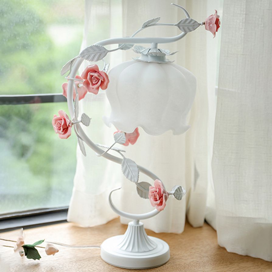 Modern Style Bowl Shape Table Lighting Glass 1 Light Table Lamp for Bedroom