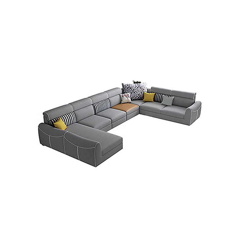 Contemporary Sewn Pillow Back Sofa & Chaise Square Tufted Sofa