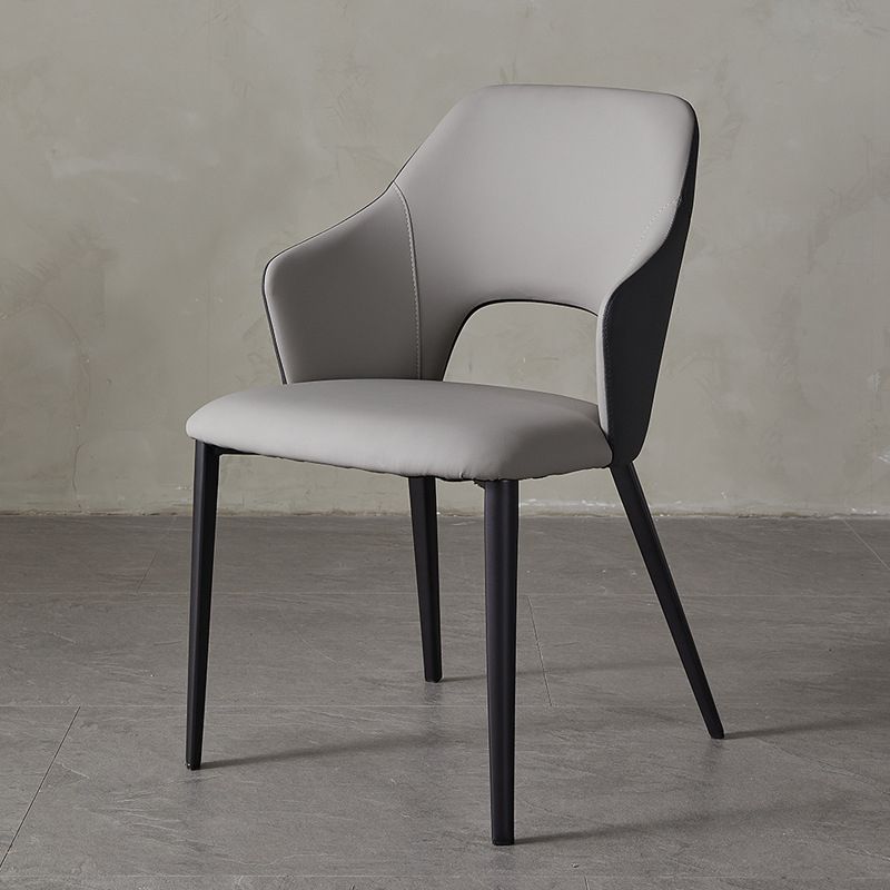 Contemporary Faux Leather Dining Chairs Black Legs Arm Chair