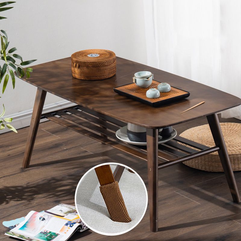 Contemporary Coffee Table 4 Legs Wooden Cocktail Table with Storage