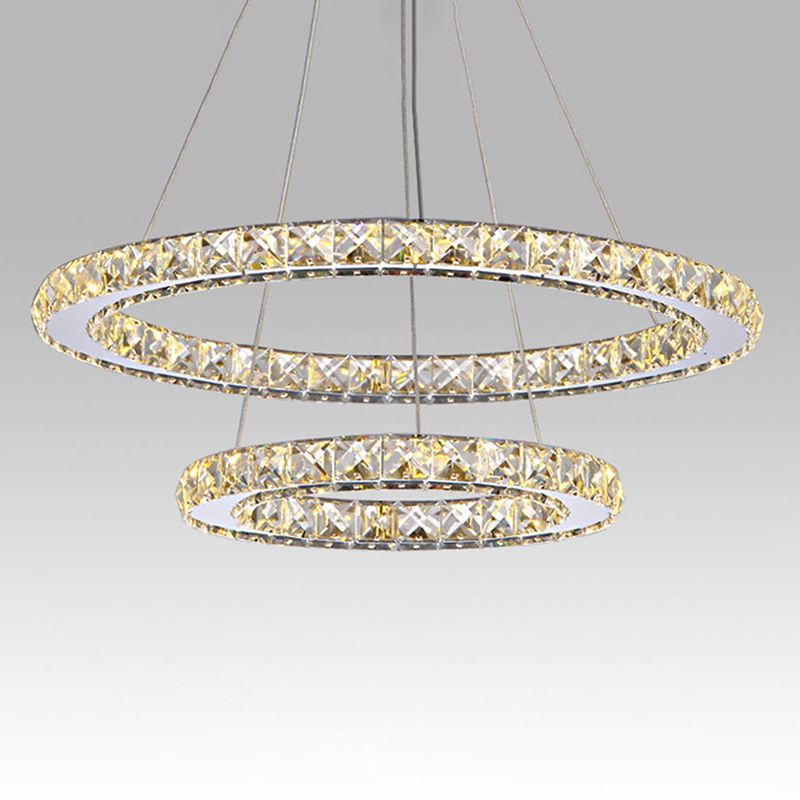 Contemporary Interlace Rings Chandelier Pendant Light Stainless Steel Hanging Light Fixtures for Bedroom