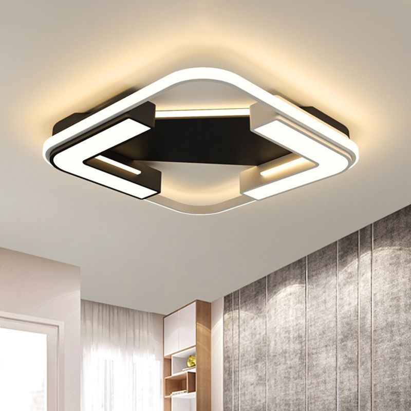 Black Round/Square Flush Mount Lamp Modernism LED Acryl Nah an Deckenleuchte in Warm/Weißes Licht