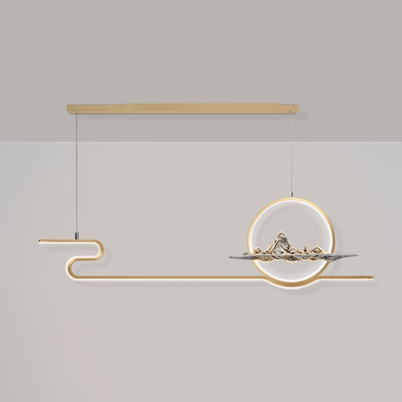 Linear de la iluminación de la isla Linencia colgante de 2 luces de metal moderno