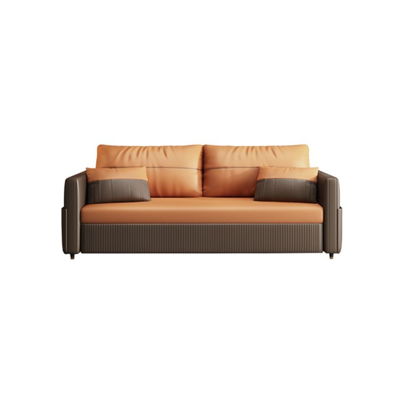 Contemporary Futon Sofa Bed with Storage Pillow Back Square Arms Sleeper Sofa