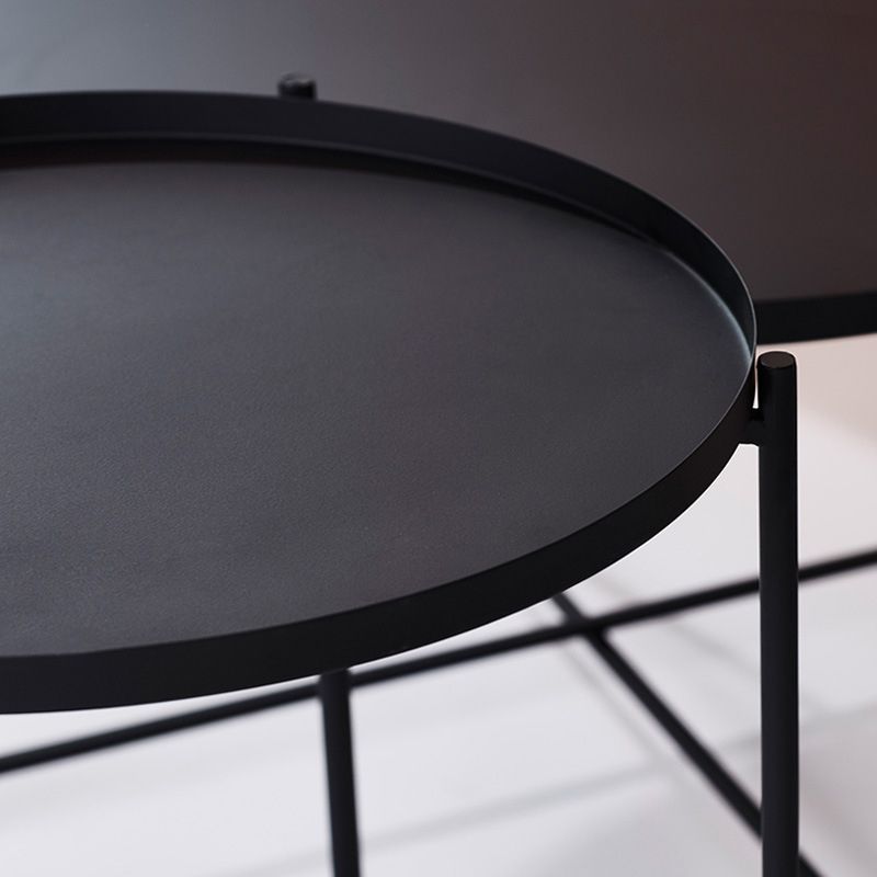 Modern Cross Legs Ironcraft Round Top Coffee Table/Nesting Tables
