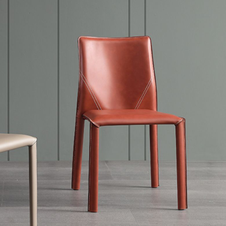 Faux Leather Kitchen Dining Chairs Armless Chairs with Metal Base