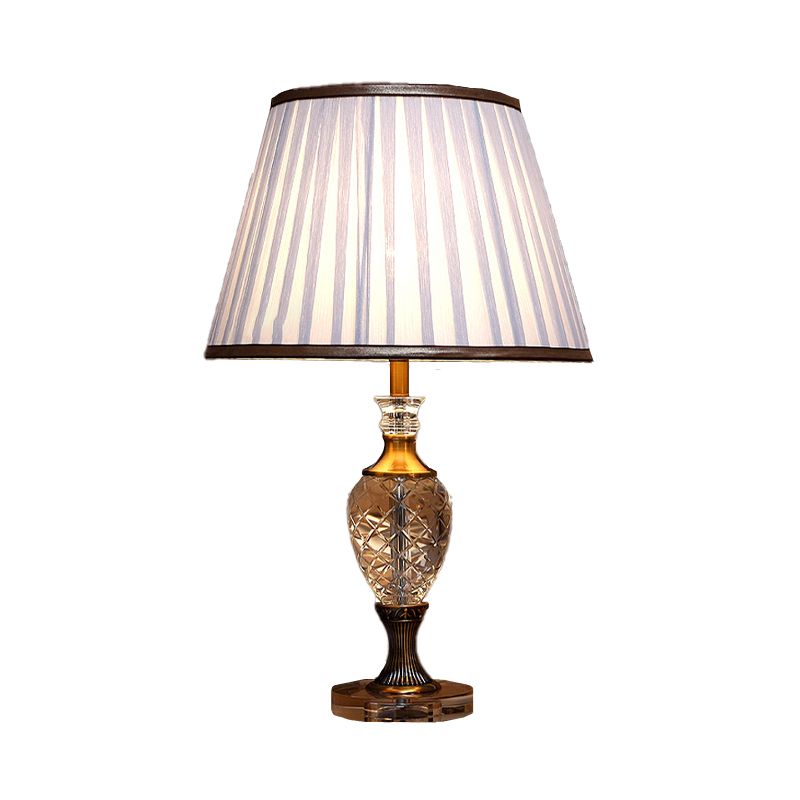 Abat-jour conique éclairage de travail tissu moderne 1 ampoule lampe de table de chevet blanche pour chambre à coucher
