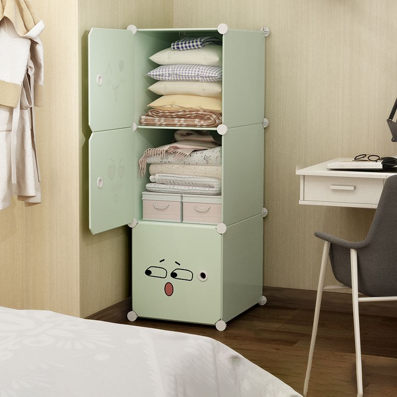 Modern Style Wardrobe Green Colour Plastic Bedroom Wardrobe Closet