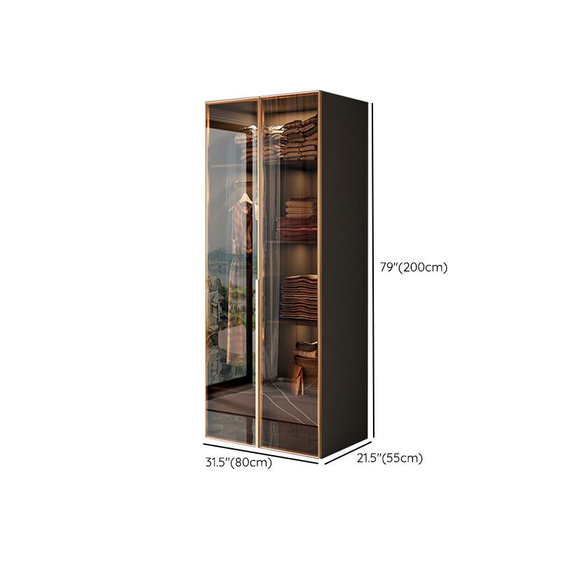 Modern Style Glass Wardrobe Bedroom Wardrobe Closet with Hinged Door