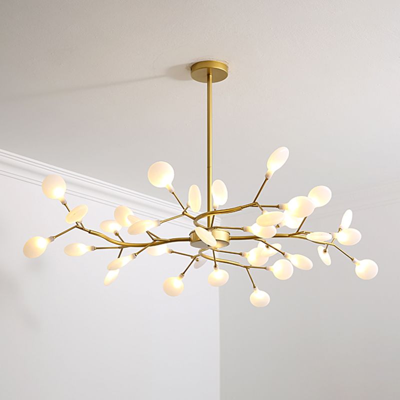 Nordic Trendy Firefly Chandelier Acrylic Living Room Ceiling Suspension Lamp in Gold