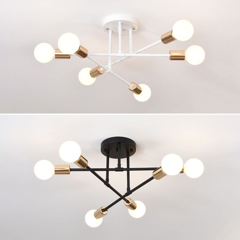 Metal Sputnik Semi Flush Mount Ceiling Light Minimalist Style Semi Flush Mount Chandelier