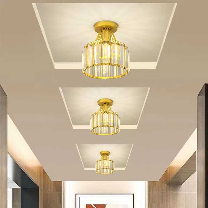 Crystal Cylinder Semi Mount Lighting Simplicity 1 Light Semi Flush Mount