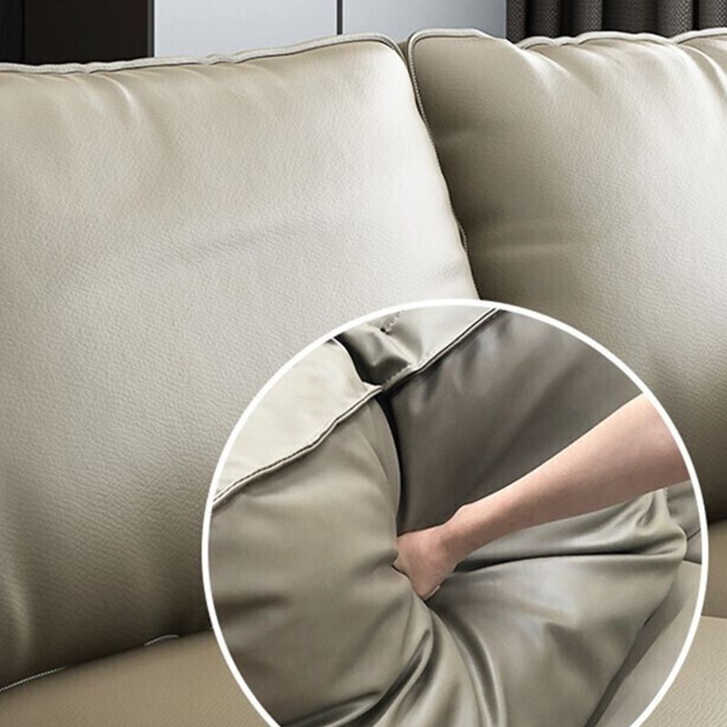 Stationary Faux Leather Living Room Flared Arm Pillows Nordic Seating