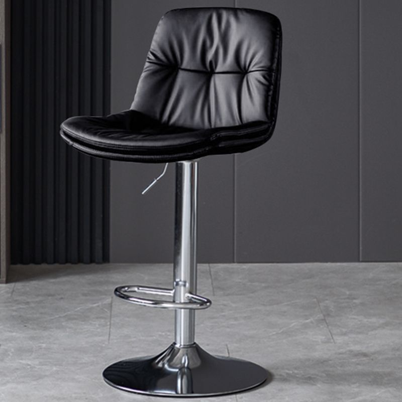 Faux Leather Bar Stools Swivel Adjustable Height Barstool with Footrest
