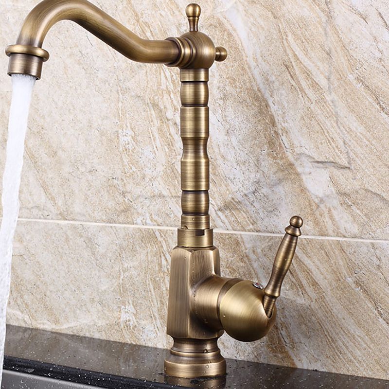 Traditional Kitchen Faucet Solid Brass High Arc Standard Kitchen Faucets Single Handle