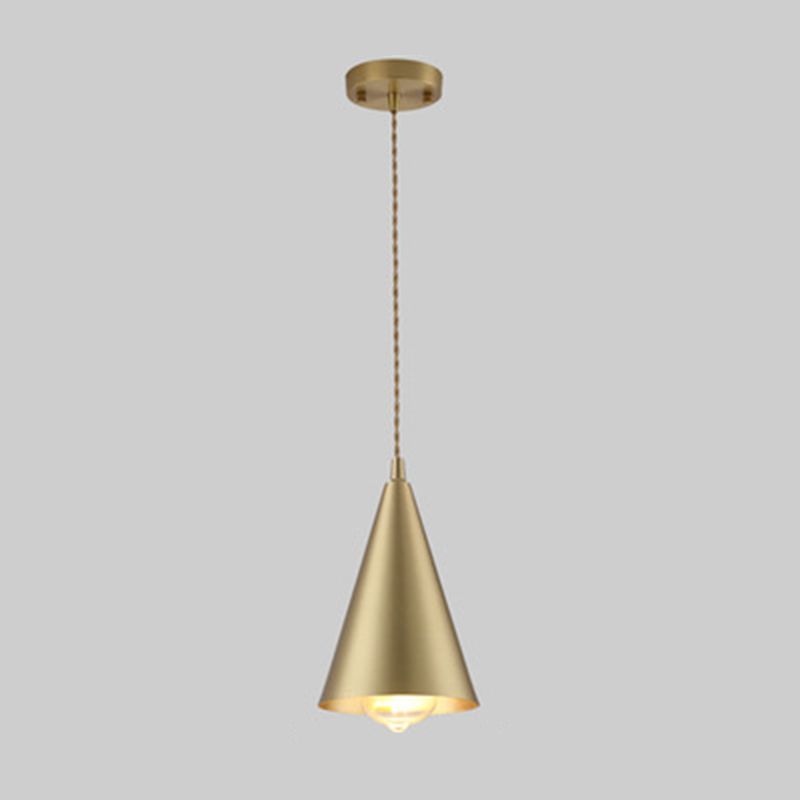 Nordic Shaded Ceiling Pendant Light Metal Dinning Room Down Lighting Pendant in Gold