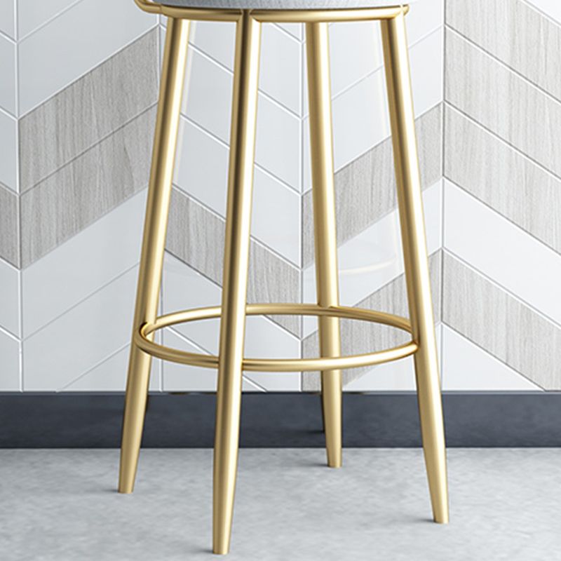 Metal Low Back Bar Stools Round Armless Dining Stools with Footrest